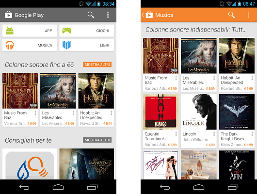 colonne sonore play store