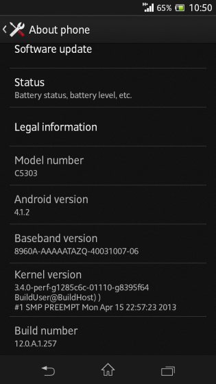 Xperia SP 12.0.A.1.257