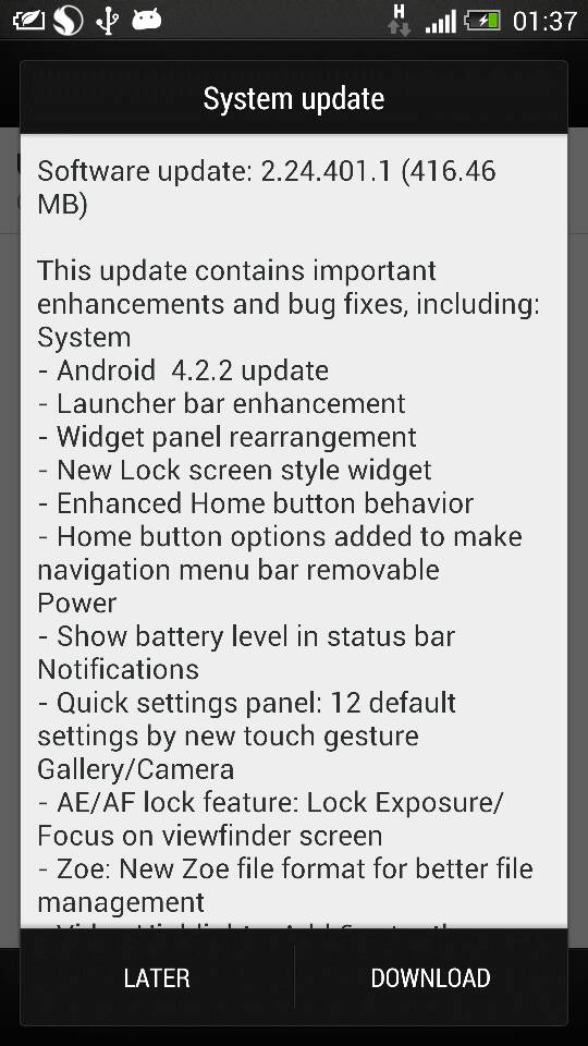 HTC One Android 4.2.2