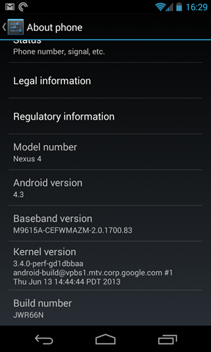 Nexus 4 Android 4.3