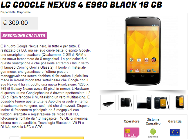 Nexus 4 Prezzo