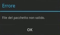 Google indaga sull'errore File del pacchetto non valido