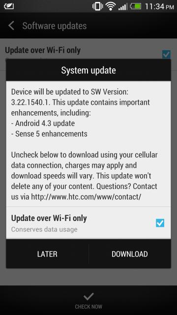 Android 4.3 HTC One Italia