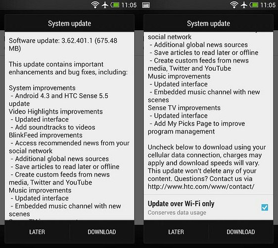 Android 4.3 Sense 5.5 HTC One