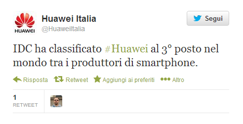 huawei tweet terzo posto