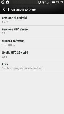 htc one mini android 4.4.2 kitkat aggiornamento