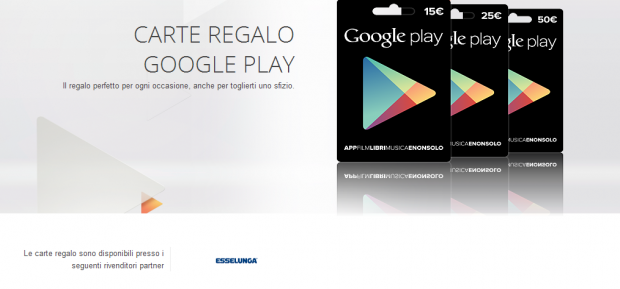 carte regalo google play esselunga