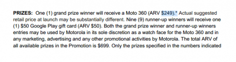 moto prize value