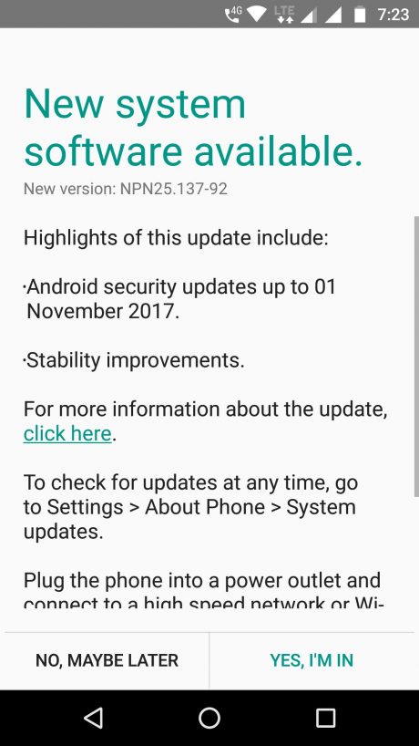 Lenovo Moto G5 Plus riceve le patch di sicurezza di novembre