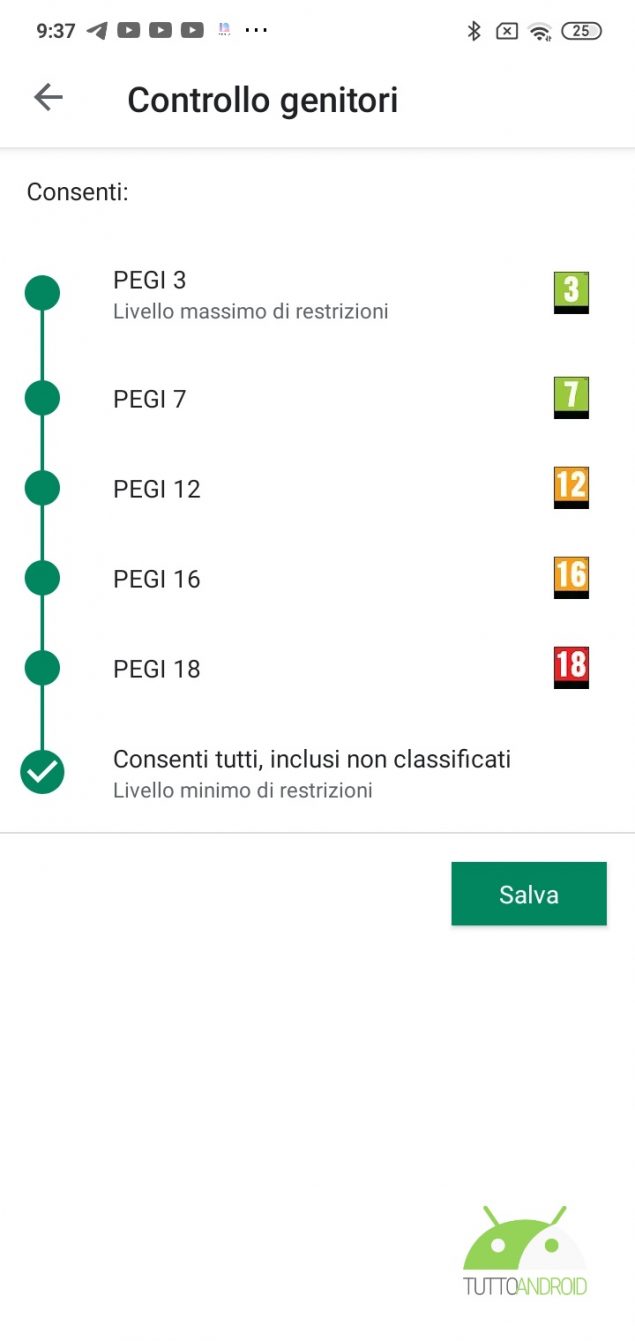 disattivare controllo genitori android