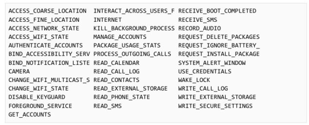 spyware Hermit permessi richiesti
