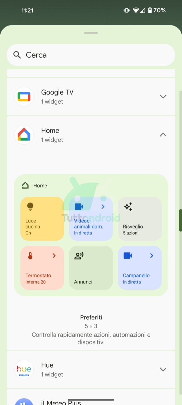 nuovo widget Google Home