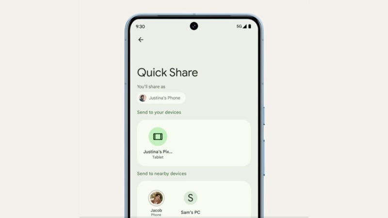 Google Quick Share Android Drag and drop