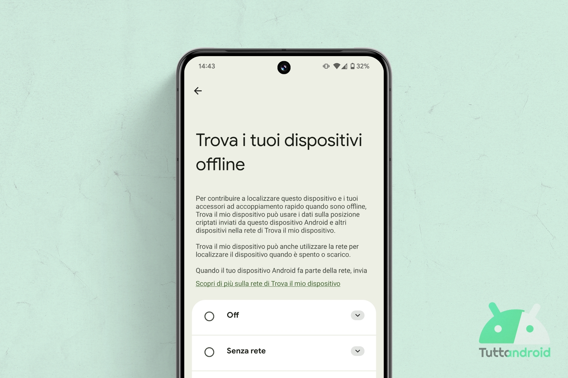 Google - Impostazioni rete Trova il mio dispositivo offline