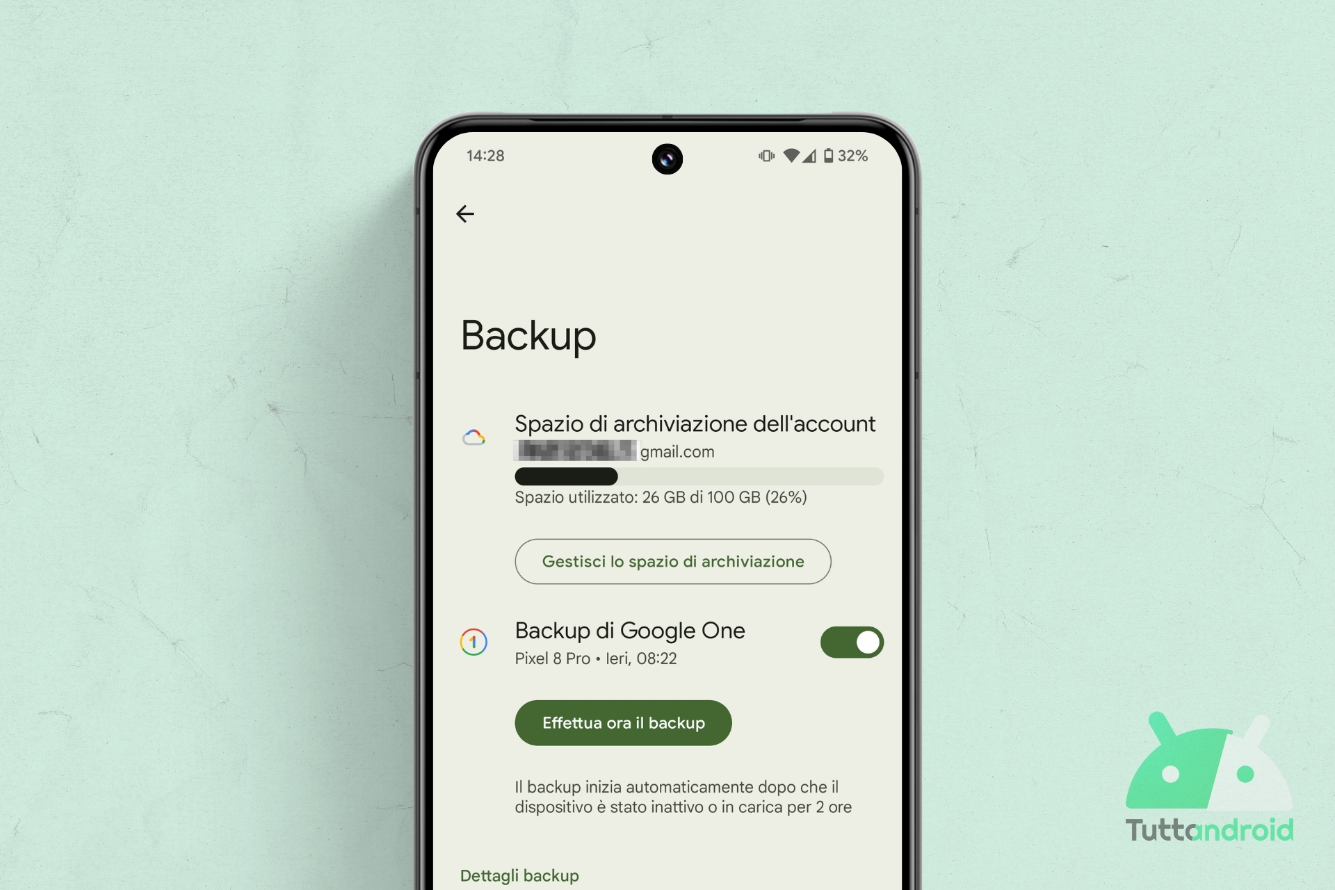 Google Play Services - Impostazioni Backup su Google One
