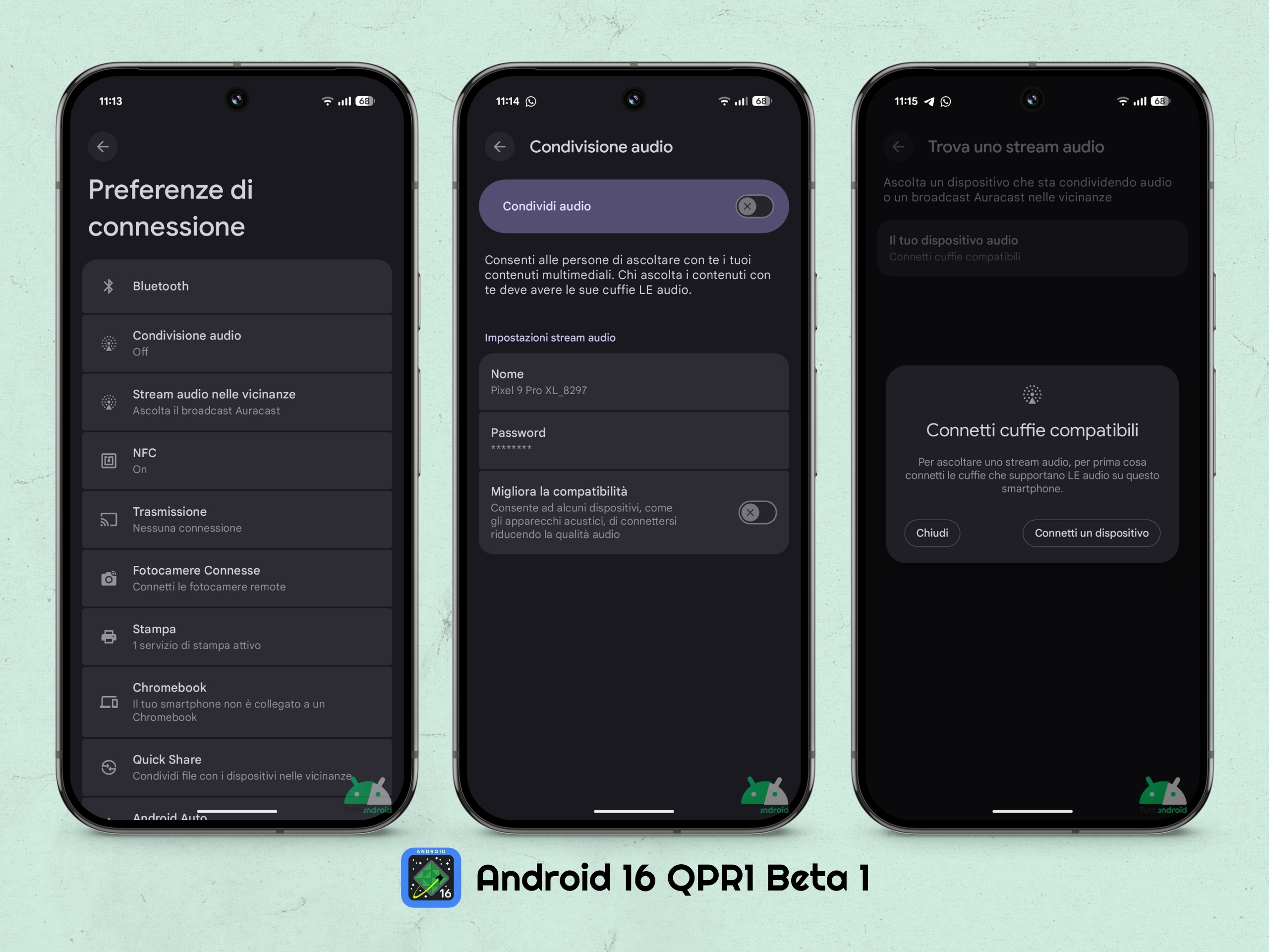 Android 16 QPR1 - Beta 1 - Condivisione audio e stream audio nelle vicinanze Auracast