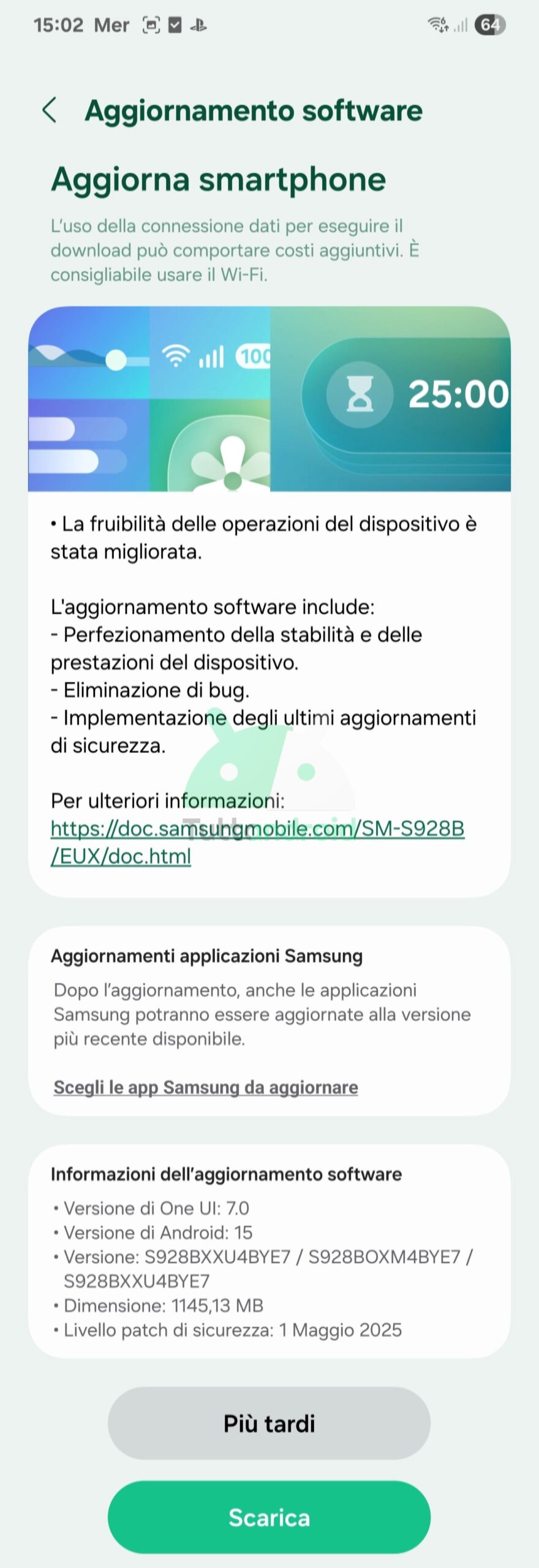 aggiornamento Samsung Galaxy S24 Ultra
