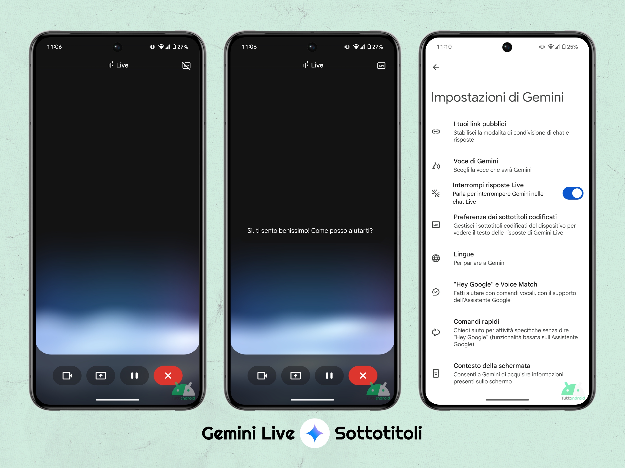 Gemini Live - sottotitoli app Android
