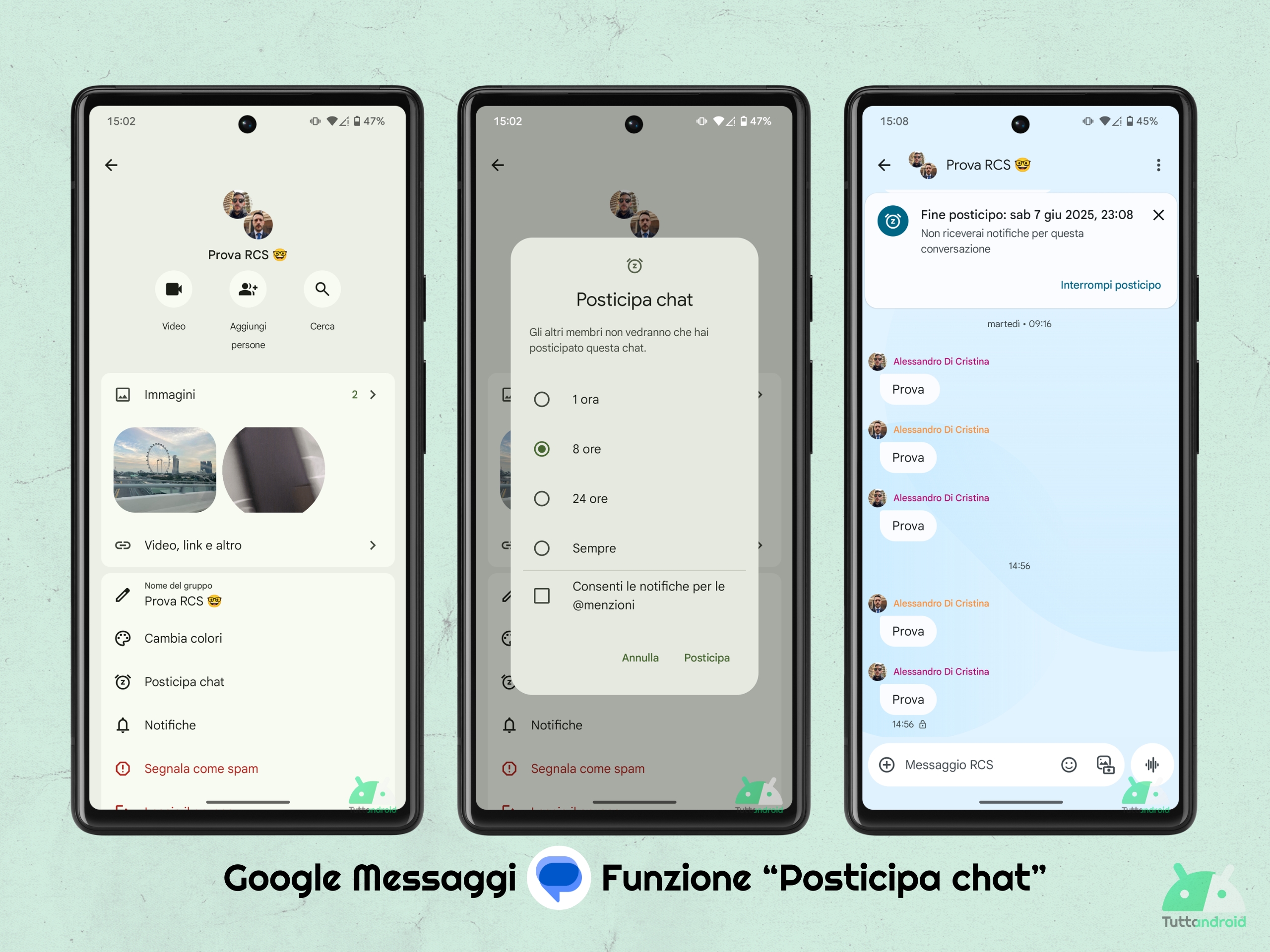 Google Messaggi v202505602_05_RC00 beta - Posticipa chat
