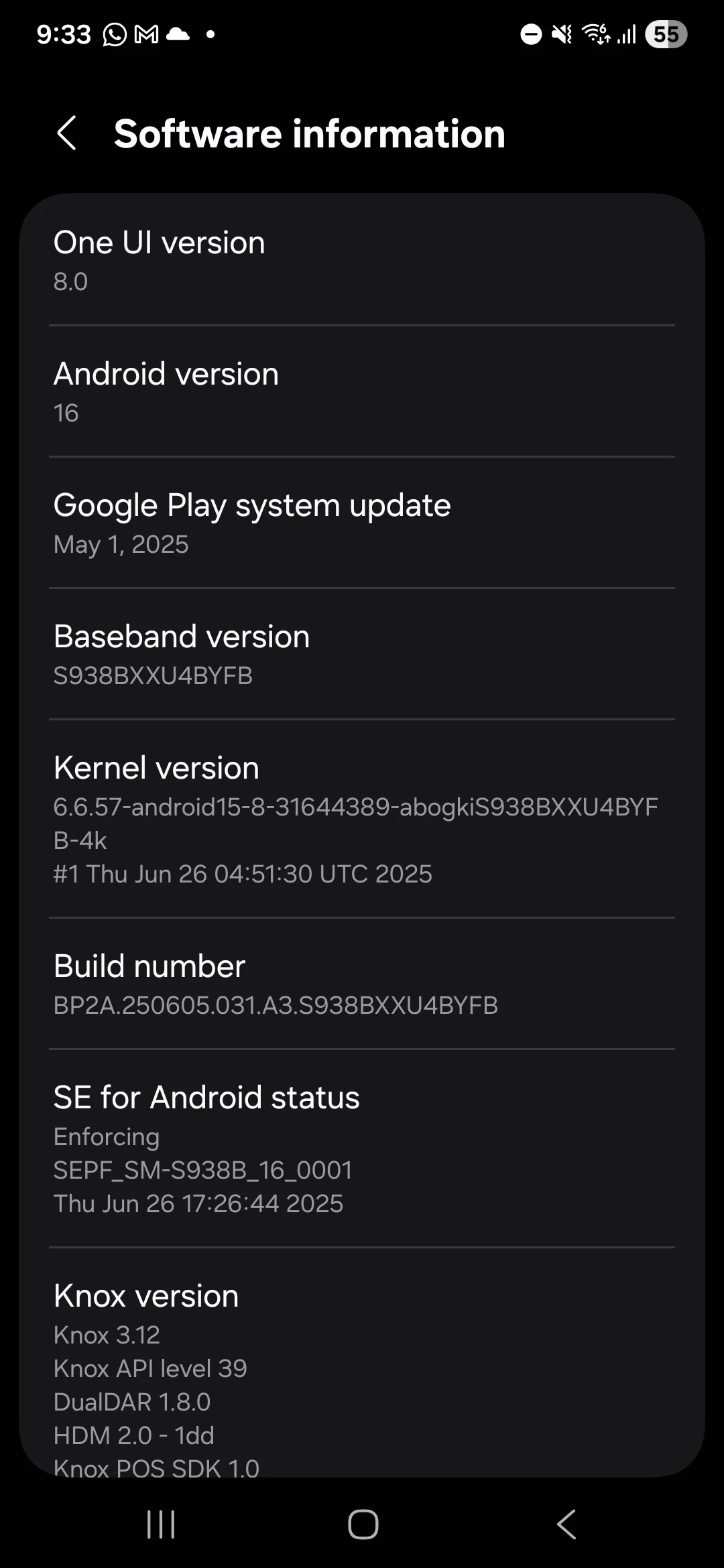 Samsung Galaxy S25 Ultra - One UI 8 build S938BXXU4BYFB