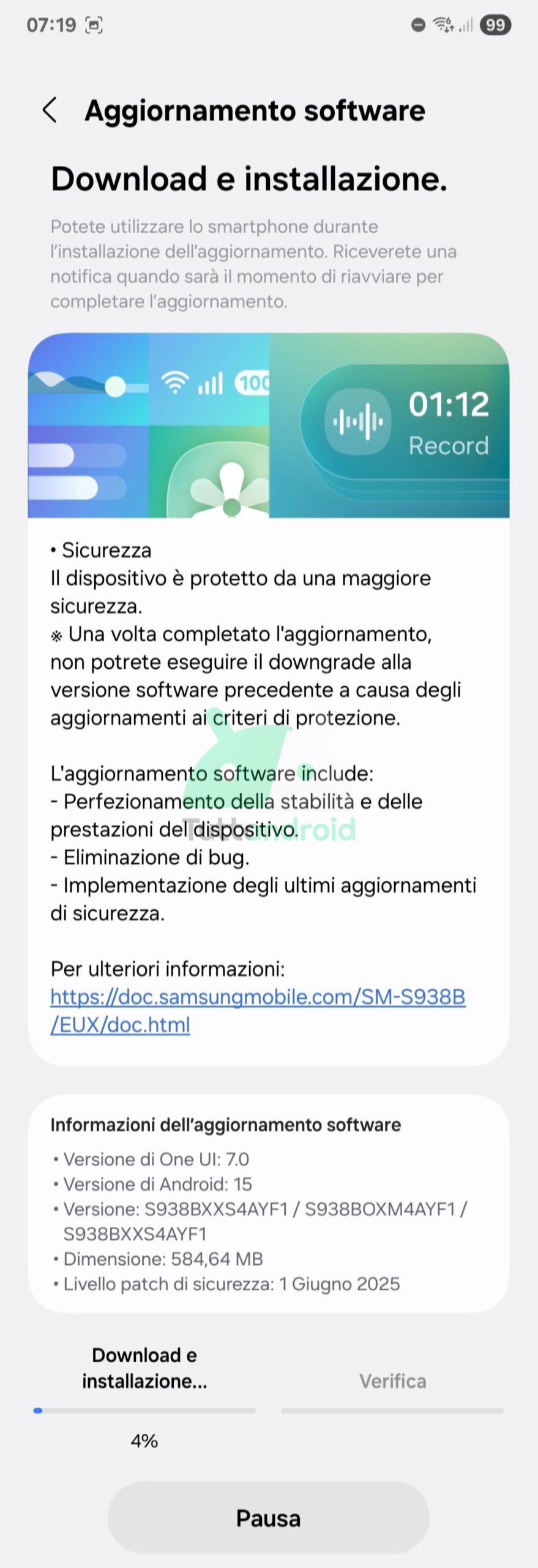 aggiornamento patch di sicurezza di giugno 2025 per Samsung Galaxy S25 Ultra