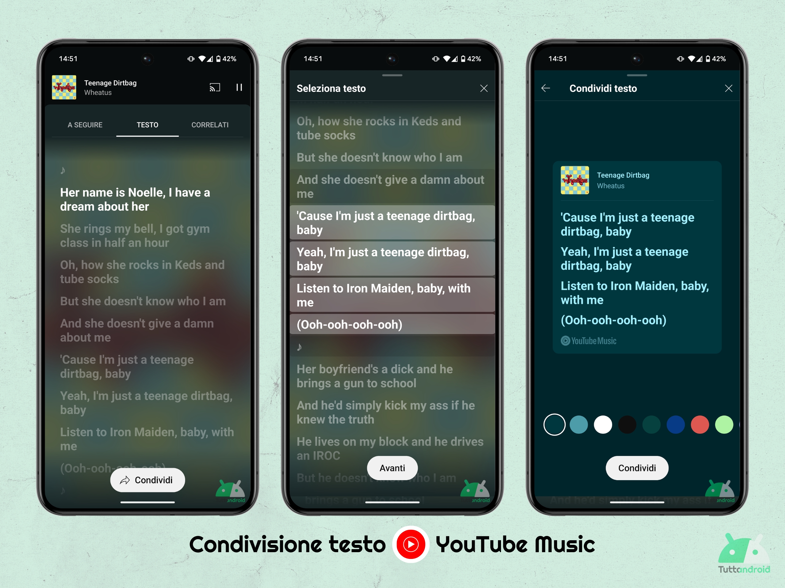 YouTube Music v8.23.51 - Condivisione testi
